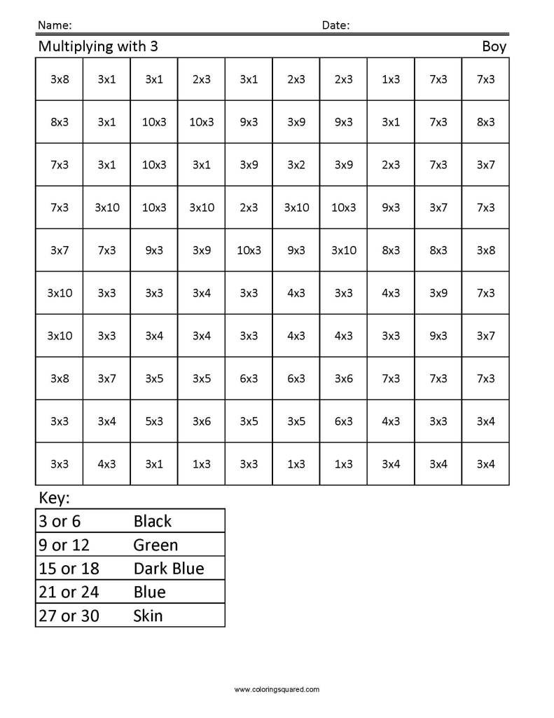 Addition Coloring Sheets For Boys
 Learning Multiplication Boy Coloring Squared