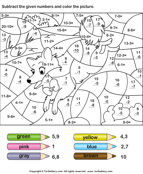 Addition Coloring Sheets For Boys
 Coloring Pages Color By Subtraction Worksheets Color Math