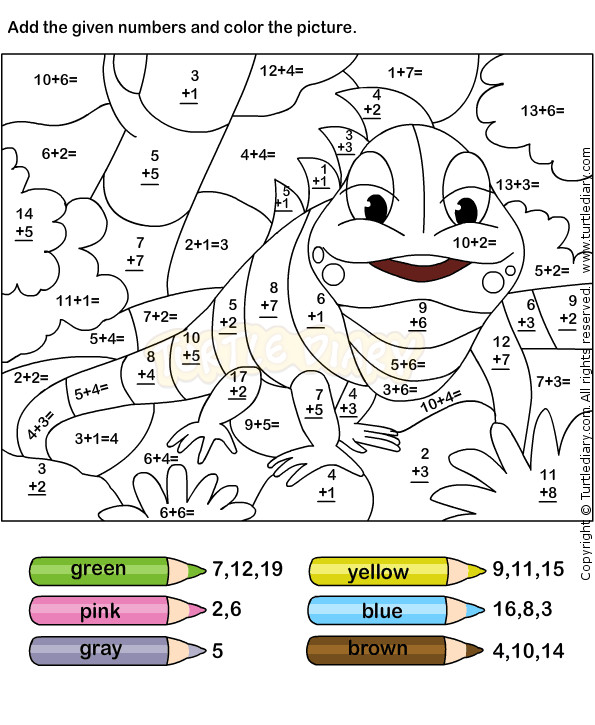 Addition Coloring Sheets For Boys
 Color Addition Worksheets free printables for several