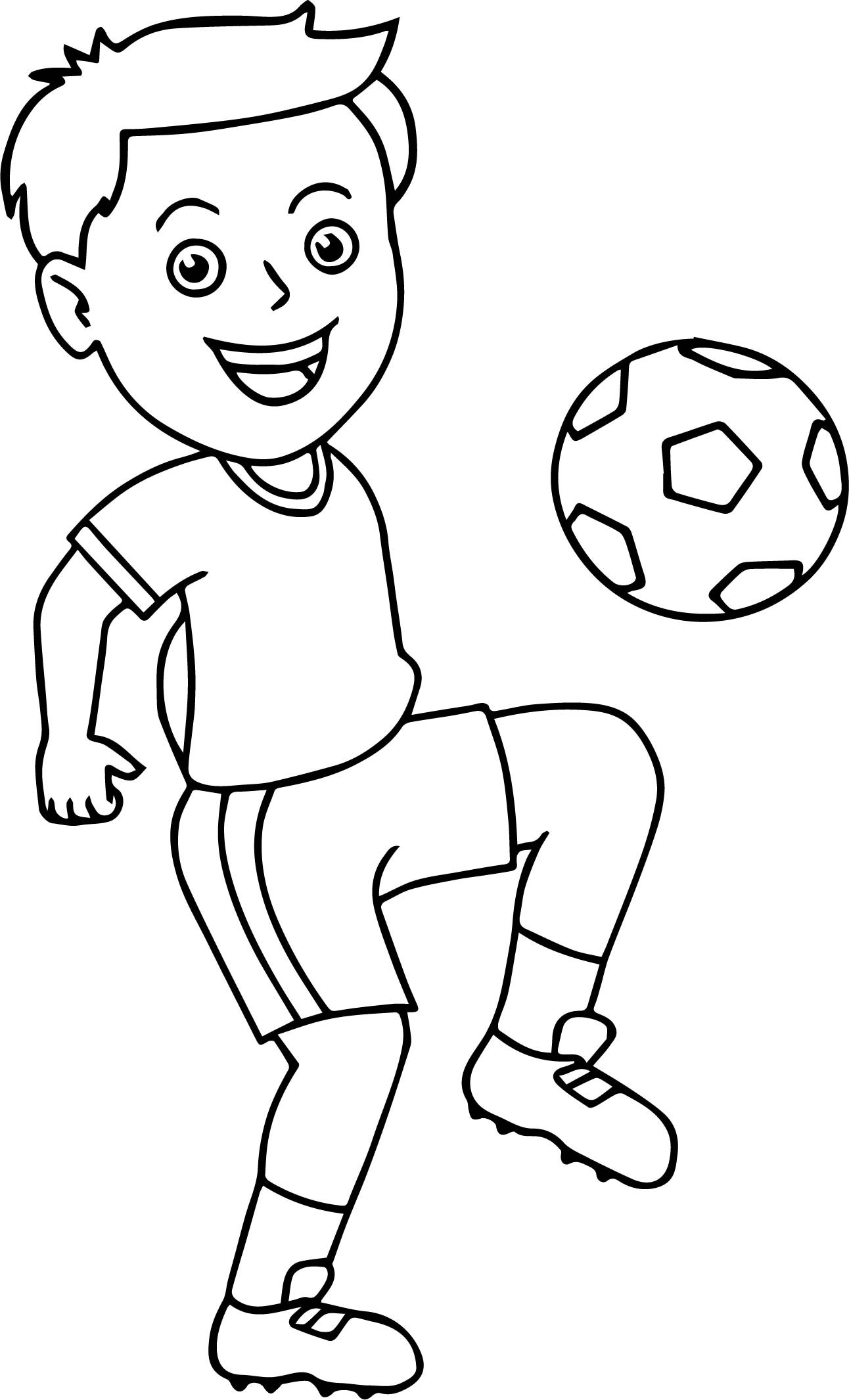 Addition Coloring Sheets For Boys Soccer
 Soccer Boy Bouncing Soccer Ball His Knee Playing