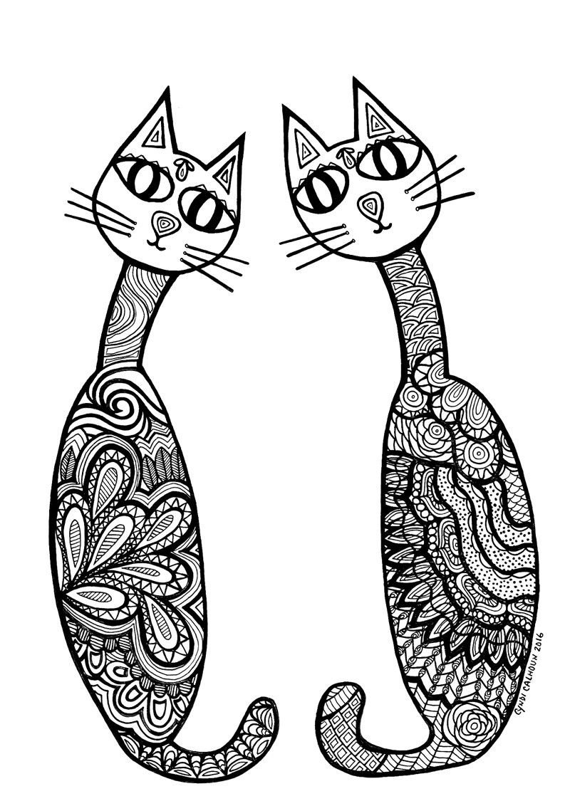 Adult Coloring Book Cat
 Cat Coloring Pages for Adults