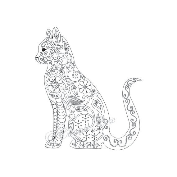 Adult Coloring Book Cat
 Cat Coloring Pages for Adults