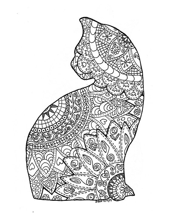 Adult Coloring Book Cat
 Intricate Animal Coloring Pages Mona Lisa Coloring Page