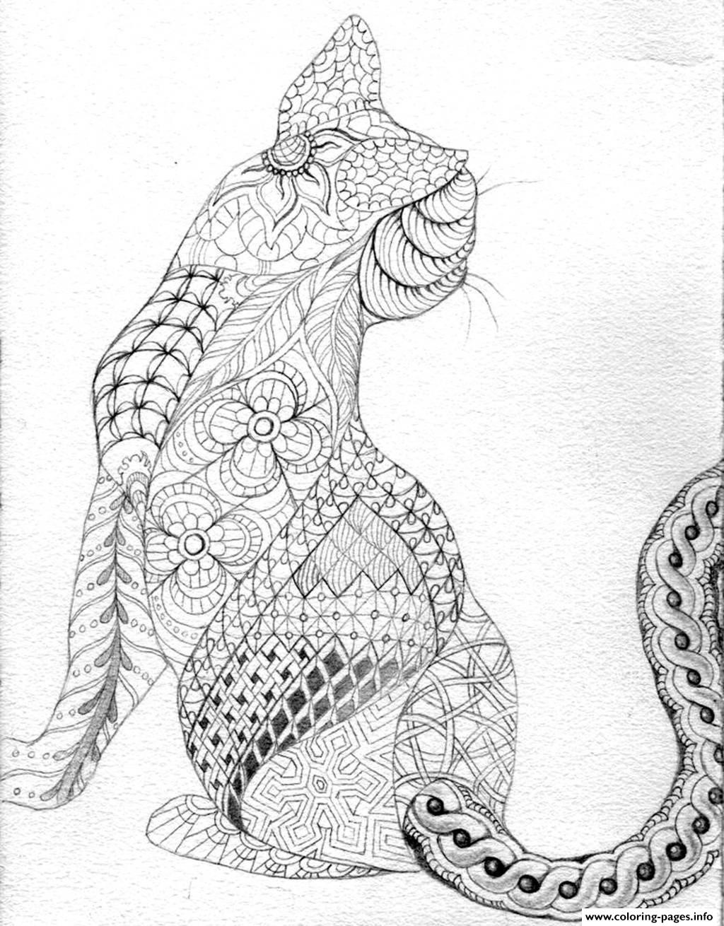 Adult Coloring Book Cat
 Adult Difficult Cat From Back Coloring Pages Printable