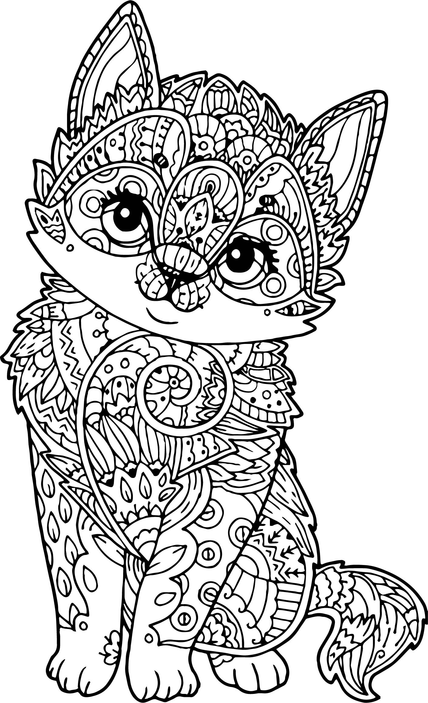 Adult Coloring Book Cat
 Adult Mandala Cat Puppy Coloring Page