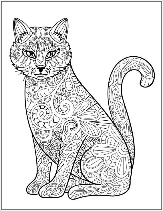 Adult Coloring Book Cat
 630 best Adult Colouring Cats Dogs Zentangles images on