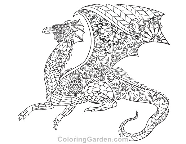 Adult Coloring Book Dragon
 Dragon Adult Coloring Page
