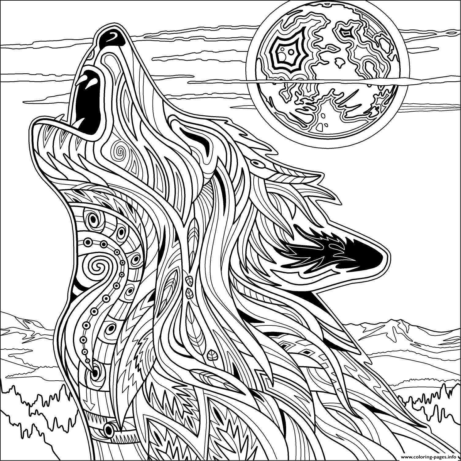 Adult Coloring Book Images
 Wolf For Adult Coloring Pages Printable