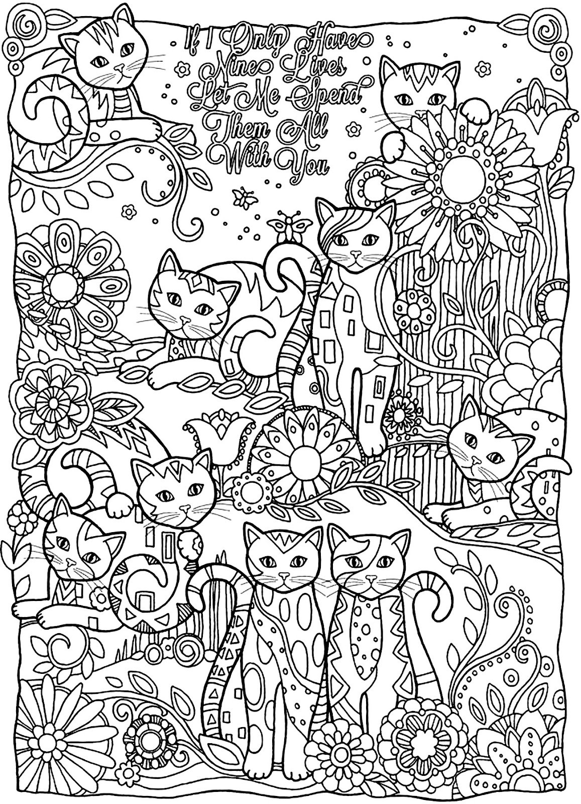 Adult Coloring Books Cats
 Coloring Page World