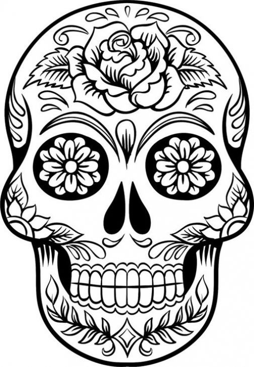 Adult Coloring Pages Abstract Skull
 Hard Coloring Page Sugar Skull To Print For Grown Ups