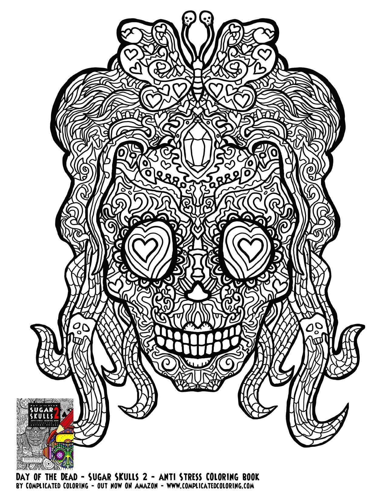 Adult Coloring Pages Abstract Skull
 Detailed Coloring Pages for Adults Skull Free Free