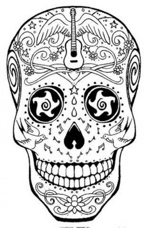 Adult Coloring Pages Abstract Skull
 Detailed Sugar Skull Coloring Page