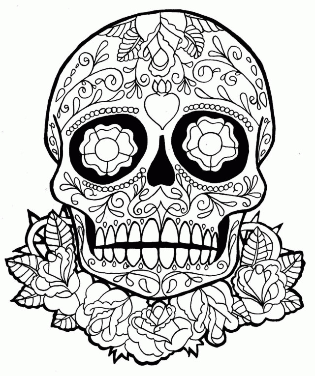 Adult Coloring Pages Abstract Skull
 Detailed Coloring Pages For Adults Skull Coloring Home