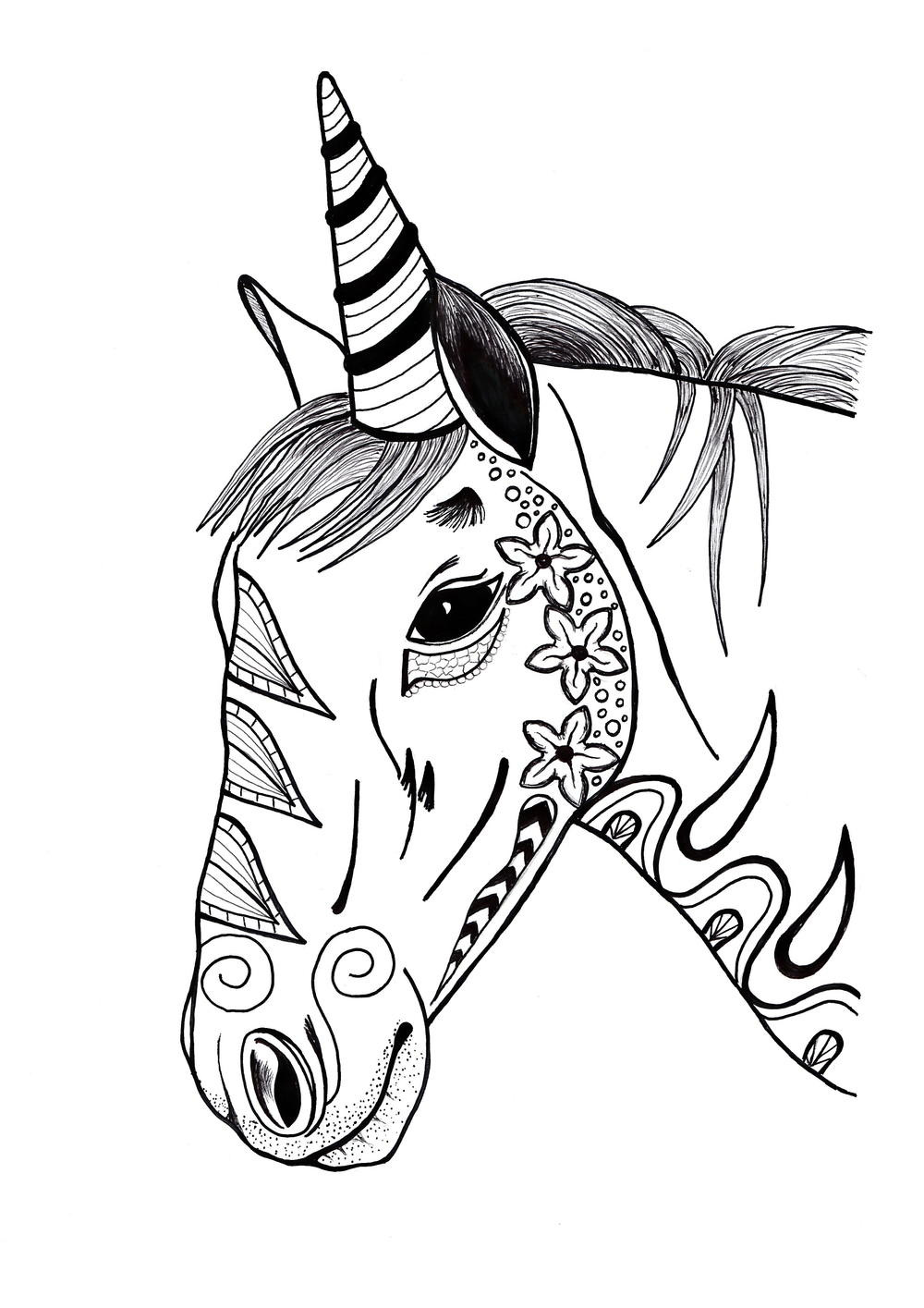 Adult Coloring Pages Unicorn
 Colorful Unicorn Adult Coloring Page