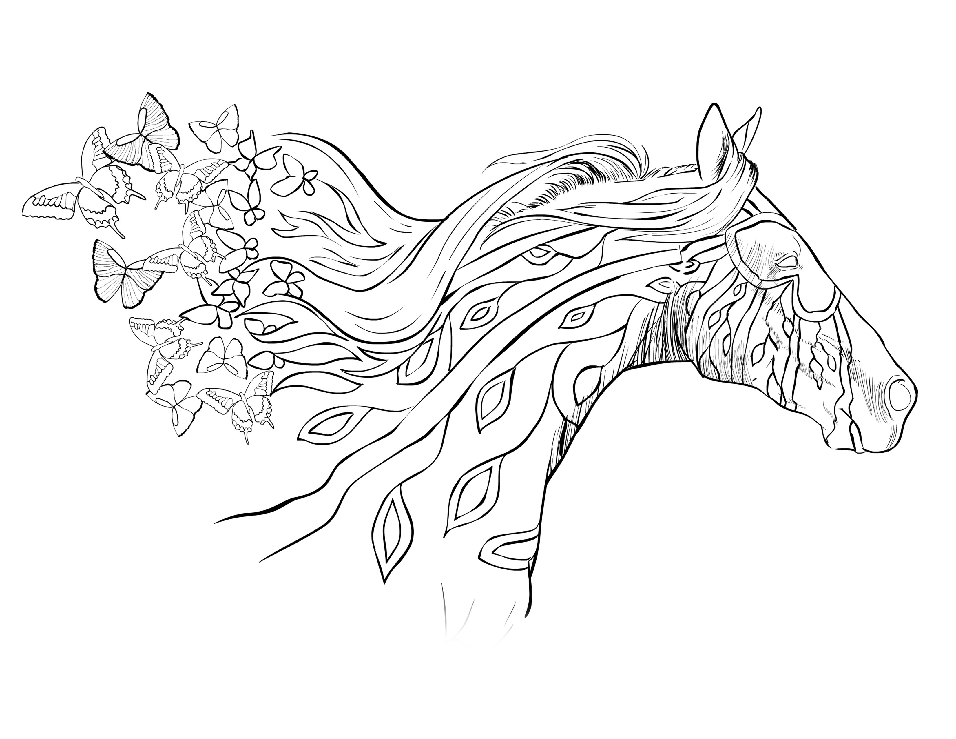 Adult Horse Coloring Pages
 running with the wind