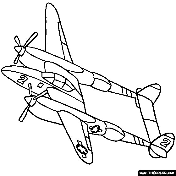 Airplane Coloring Pages For Adults
 Lockheed P 38 Lightning WWII Airplane Coloring