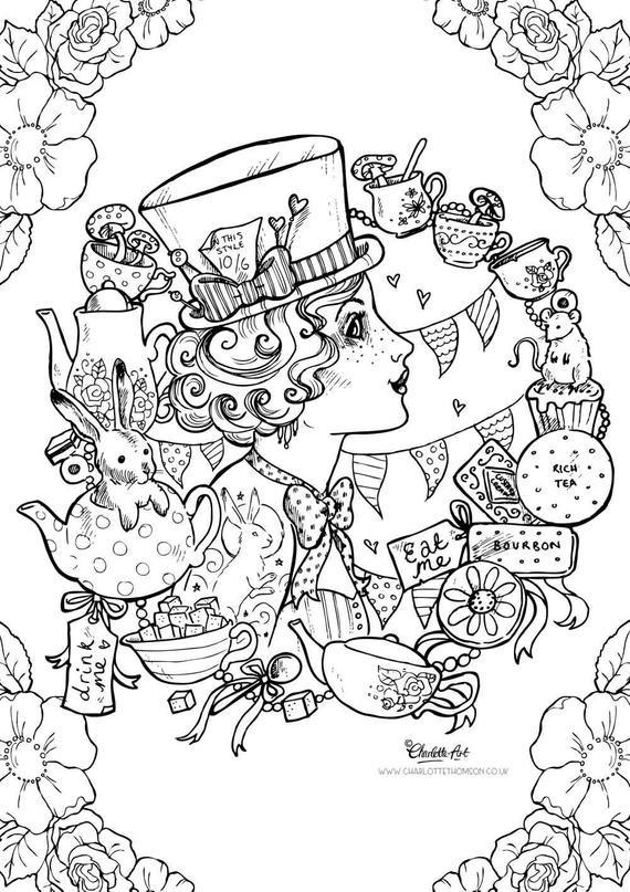 Alice In Wonderland Coloring Pages For Adults
 Adult Colouring Page Mad Hatter Alice in Wonderland