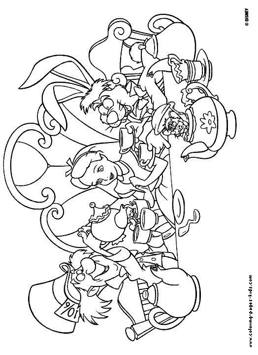 Alice In Wonderland Coloring Pages For Adults
 mad tea party alice in wonderland disney coloring pages