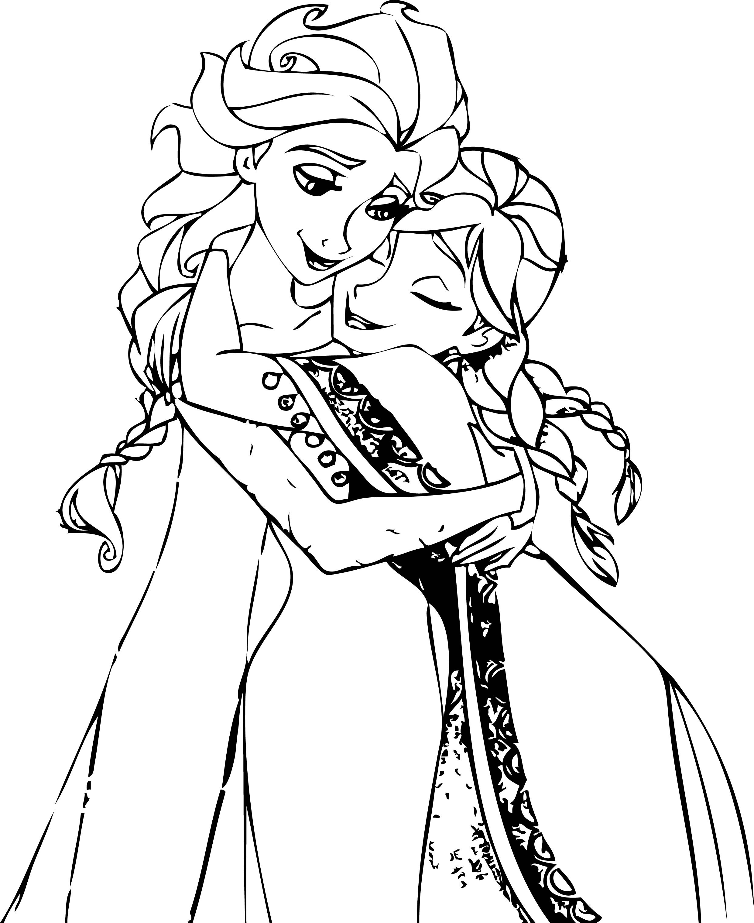 Ana And Elsa Coloring Pages
 Elsa And Anna Hug Coloring Pages