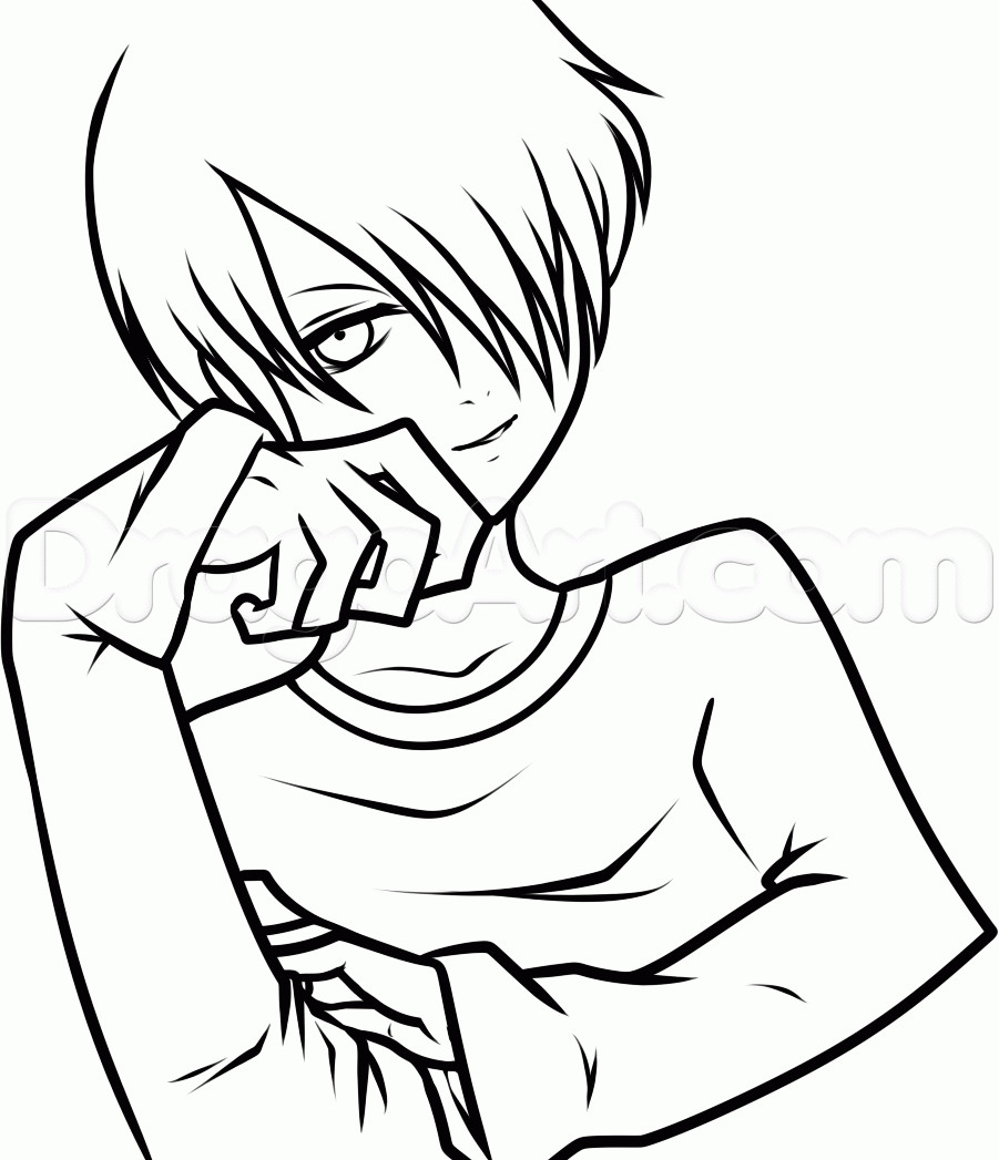 Anime Boy Coloring Pages
 How to Draw a Goth Anime Boy Step by Step Anime People