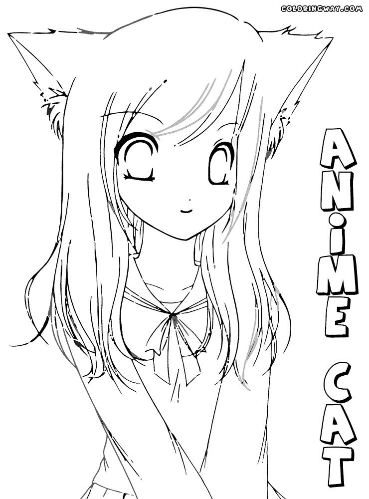 Anime Cat Girl Coloring Pages For Girls
 Anime Cat Ears Drawing at GetDrawings