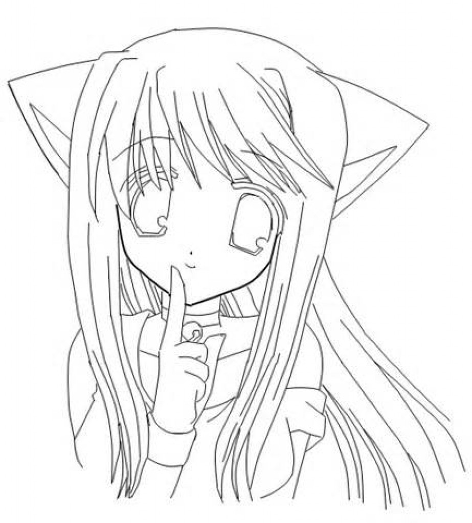 Anime Cat Girl Coloring Pages For Girls
 Anime Girl Coloring Pages coloringsuite