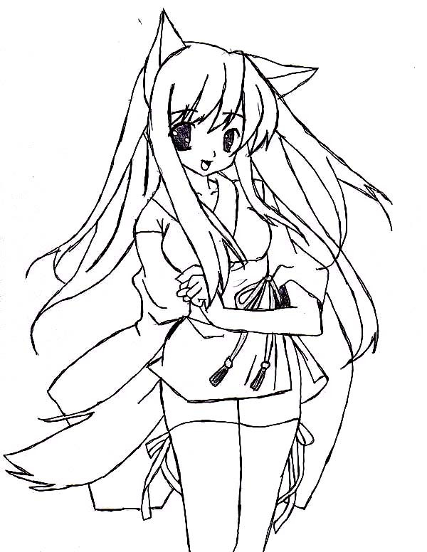 Anime Cat Girl Coloring Pages For Girls
 13 Best of Anime Girl Coloring Pages Bestofcoloring