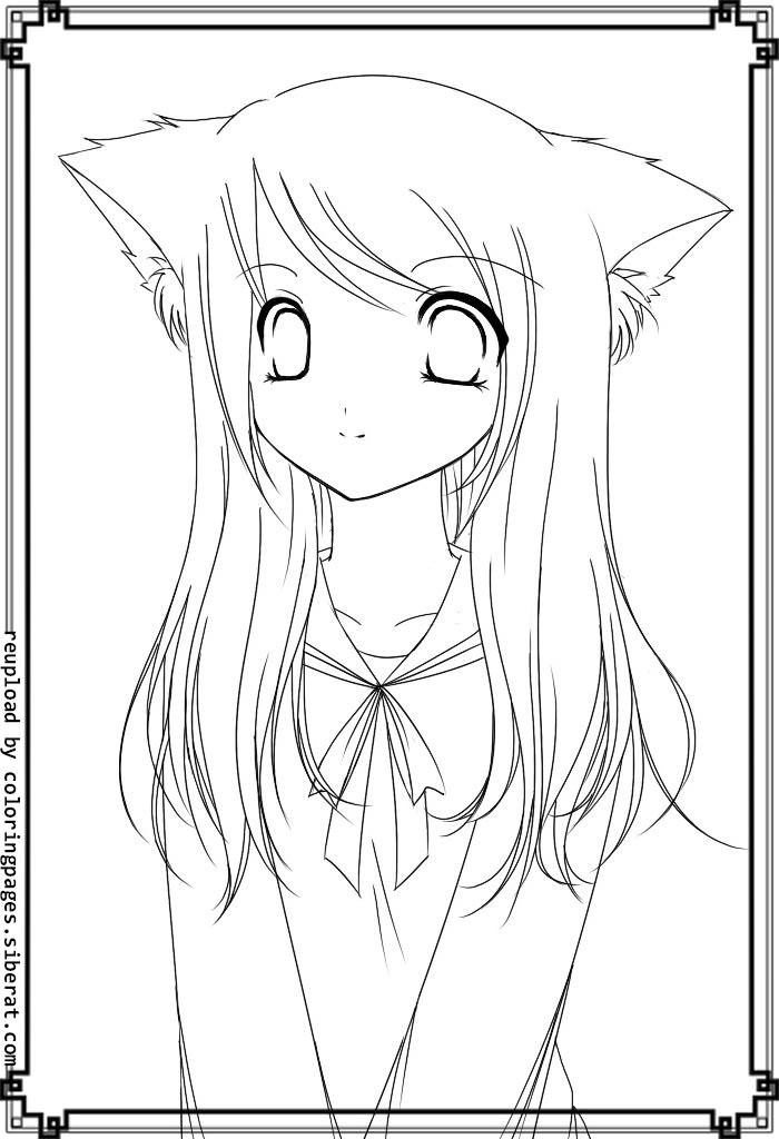 Anime Cat Girl Coloring Pages For Girls
 Free Coloring Pages Cute Anime Girl Cat 629