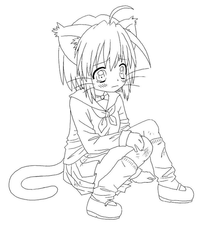 Anime Cat Girl Coloring Pages For Girls
 Anime Cat Girl Coloring Pages Coloring Home