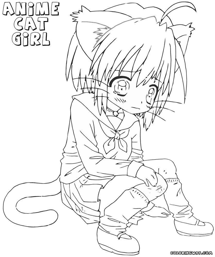 Anime Cat Girl Coloring Pages For Girls
 Anime Cat Girl Coloring Pages