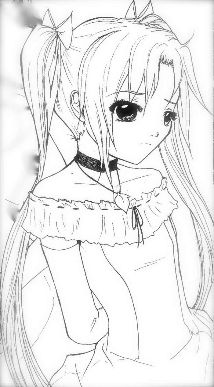 Anime Coloring Pages Girl
 Anime Coloring Page Sad Pinterest Anime Coloring 947
