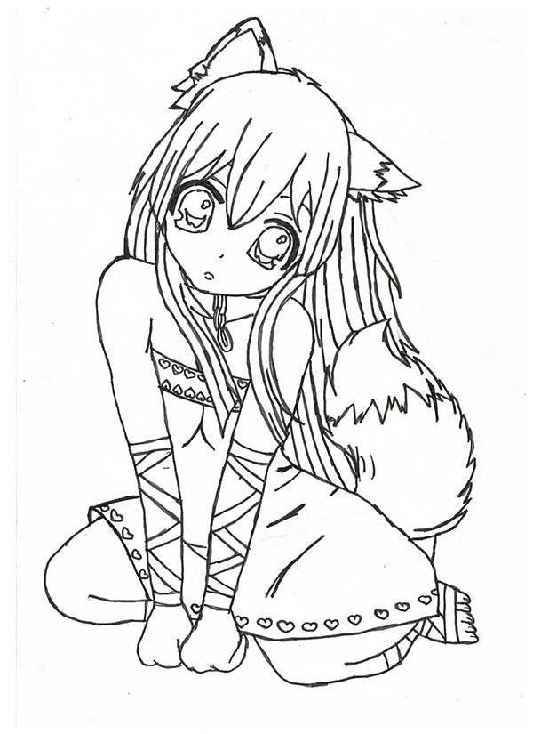 Anime Coloring Pages Girl
 Free Coloring Pages Neko Animie Girl 641