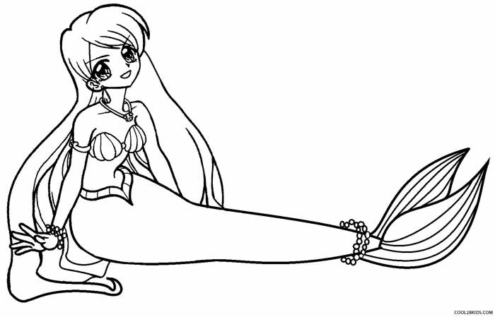 Anime Mermaid Coloring Pages
 Printable Mermaid Coloring Pages For Kids
