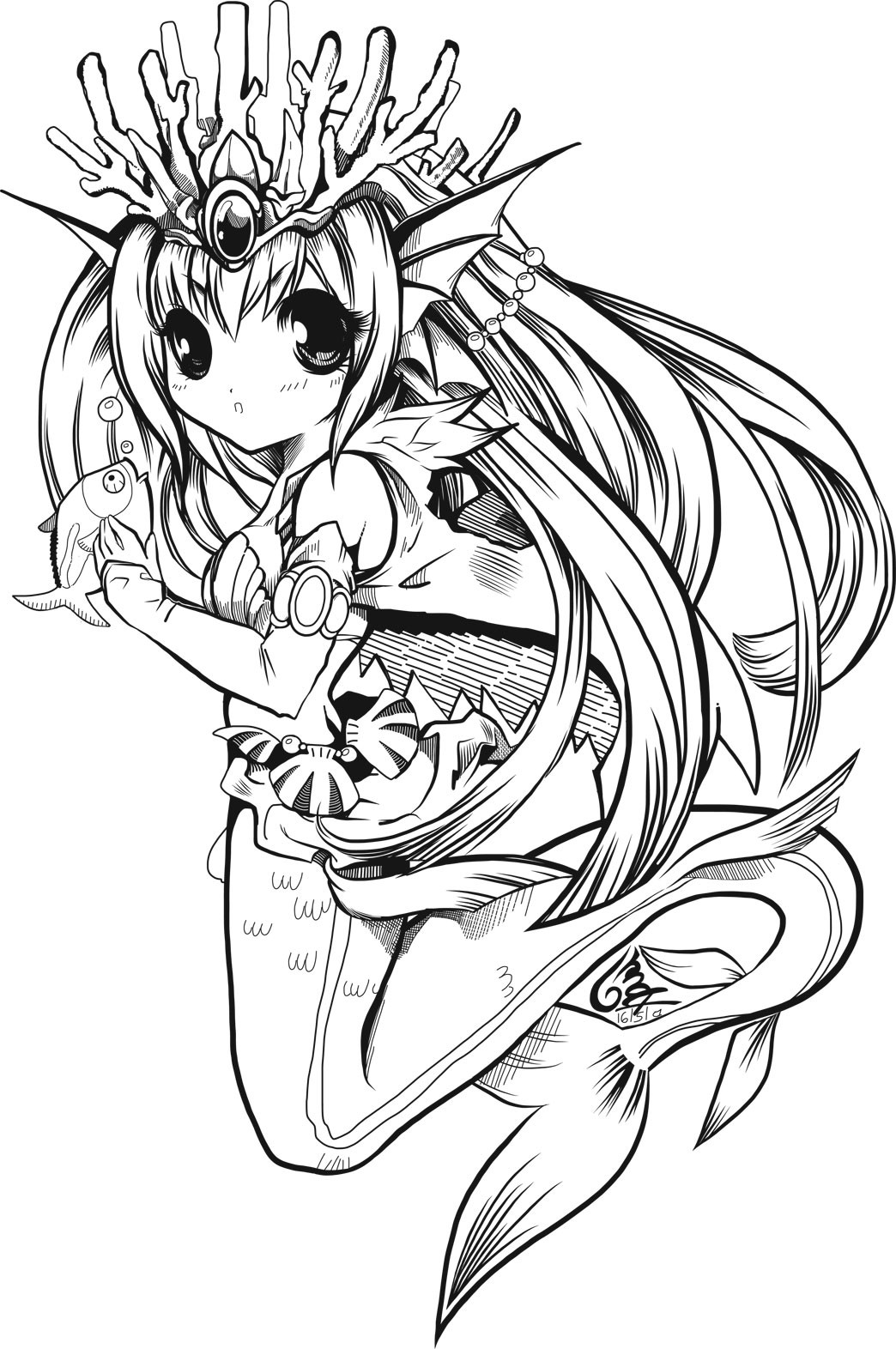 Anime Mermaid Coloring Pages
 Siren the Enchanter Inks by WillPetrey on DeviantArt