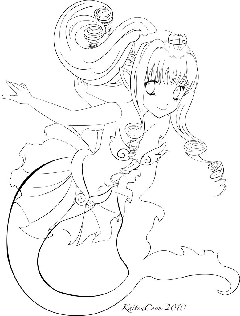 Anime Mermaid Coloring Pages
 Mermaid Trade Lineart by KaitouCoon on DeviantArt