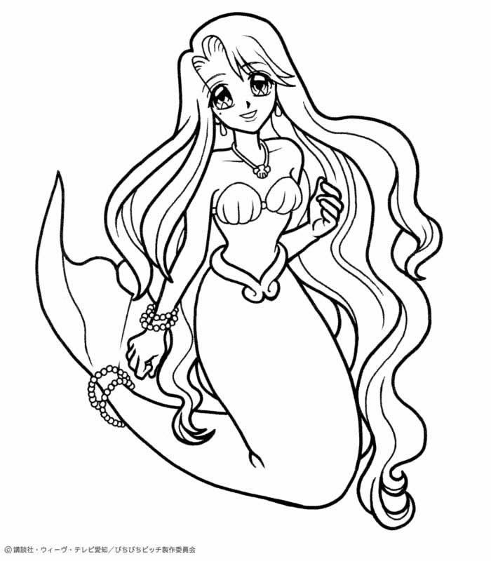 Anime Mermaid Coloring Pages
 Anime Line Art Coloring Pages Coloring Home