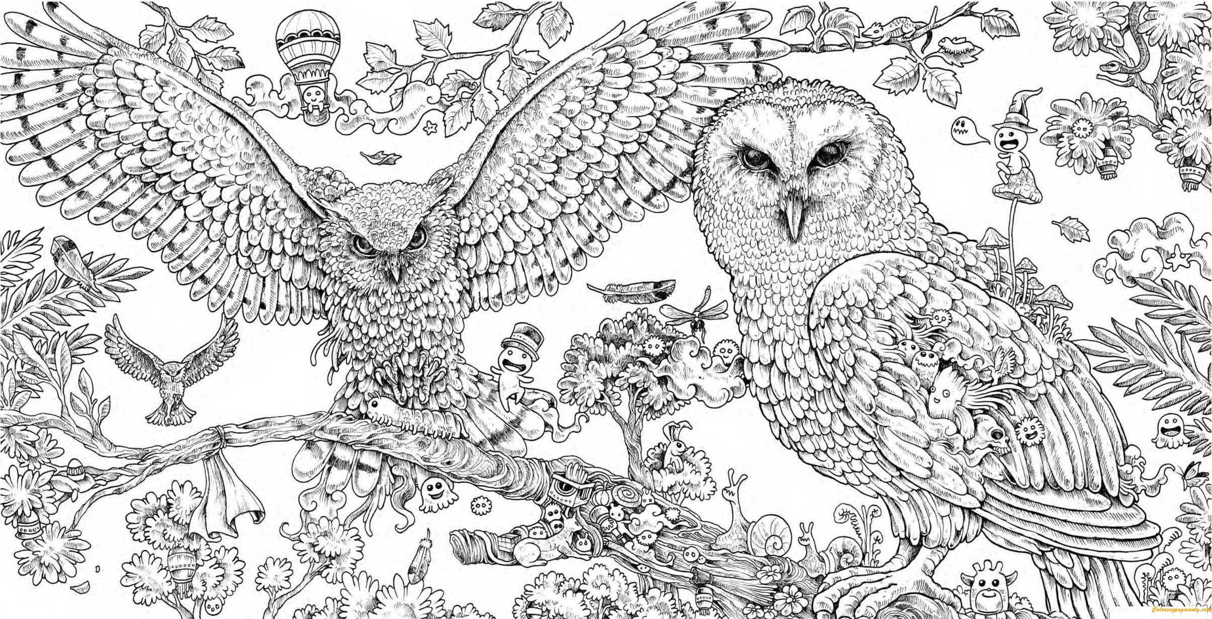 Animorphia Coloring Book
 Animorphia Owls Hard Coloring Page Free Coloring Pages