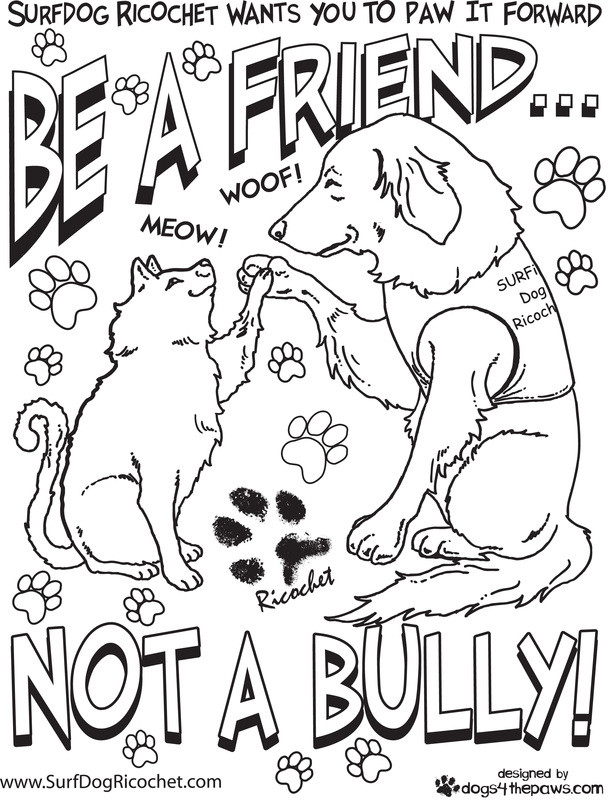 Anti Bullying Coloring Sheets For Girls
 Surf dogs Anti Bullying Campaign