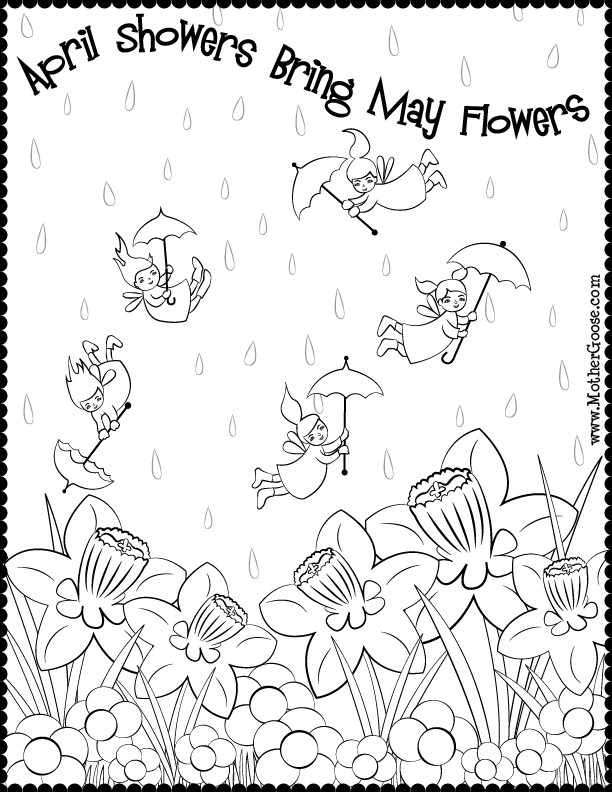 April Showers Coloring Pages
 rain fairies spring flowers coloring page