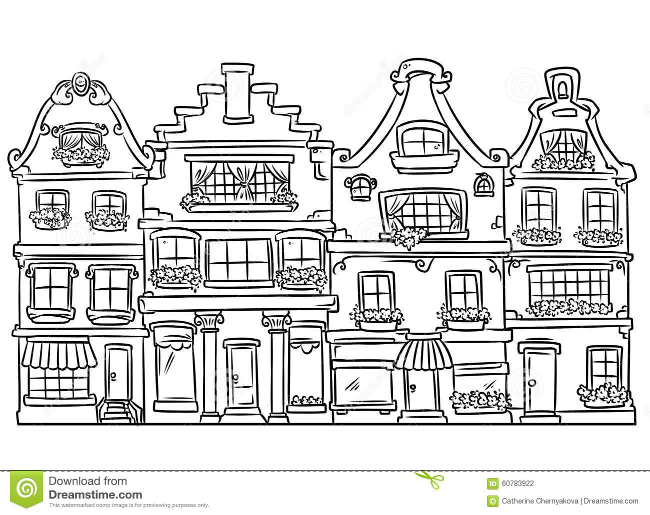 Architecture Coloring Book
 Home Architecture Coloring Page Stock Illustration