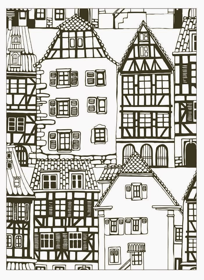 Architecture Coloring Book
 House style alsace france Architecture Adult Coloring Pages