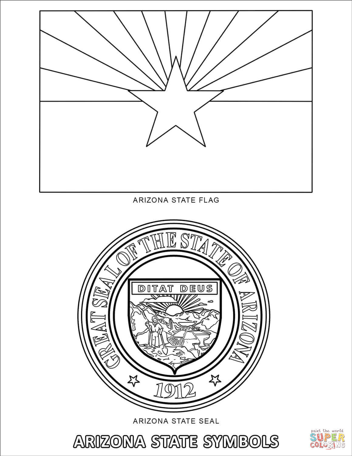 Az Coloring Pages
 Arizona State Symbols coloring page