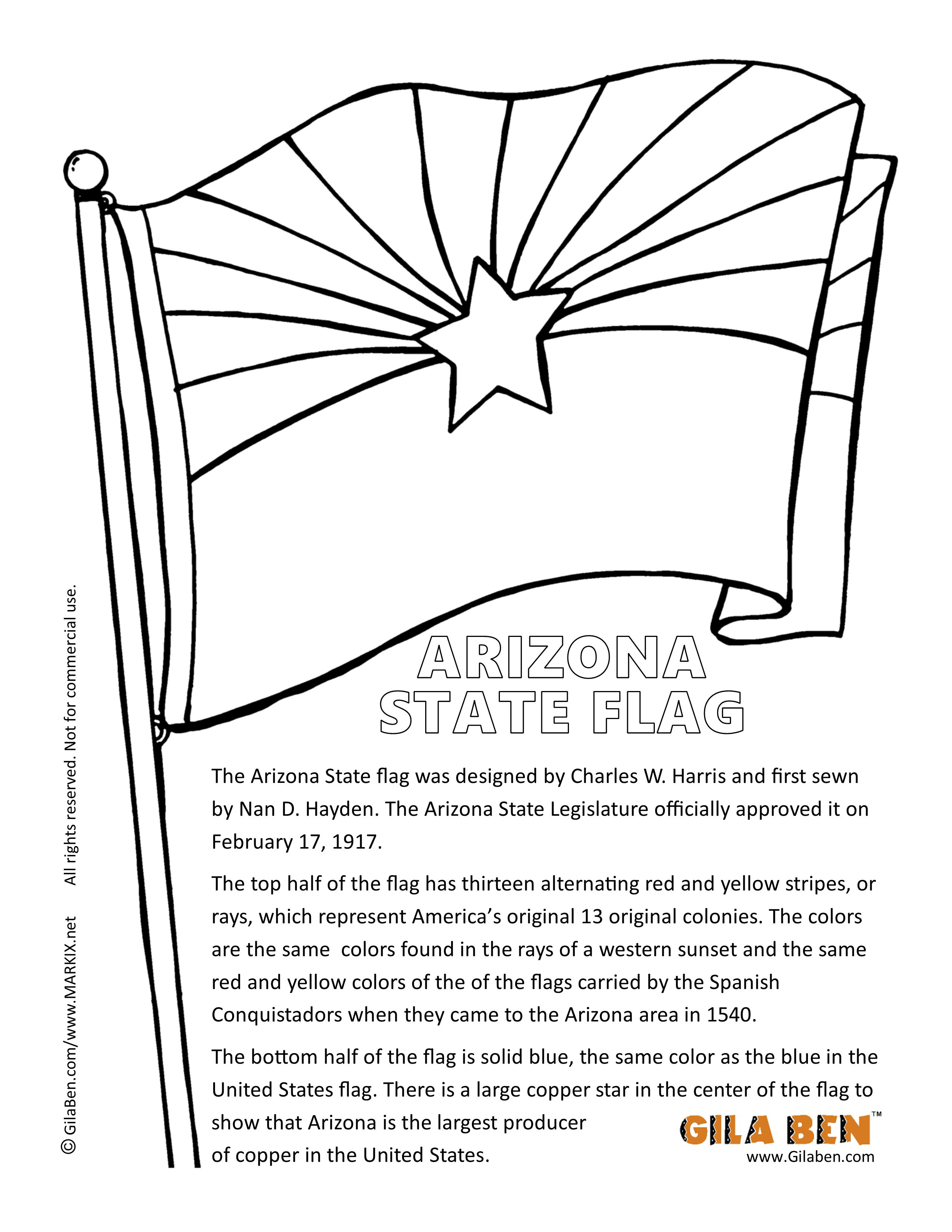 Az Coloring Pages
 Arizona State Flag Coloring Page