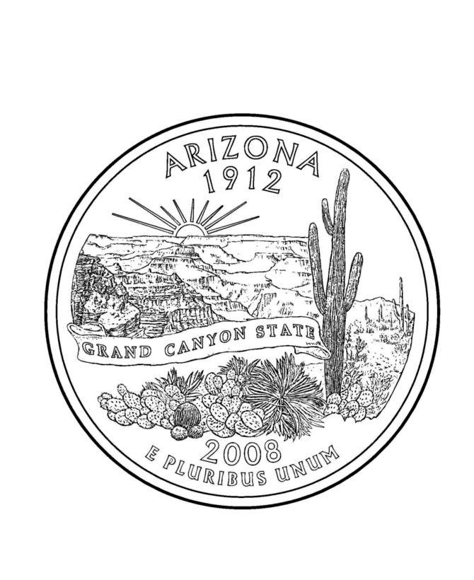 Az Coloring Pages
 Arizona State Quarter Coloring Page