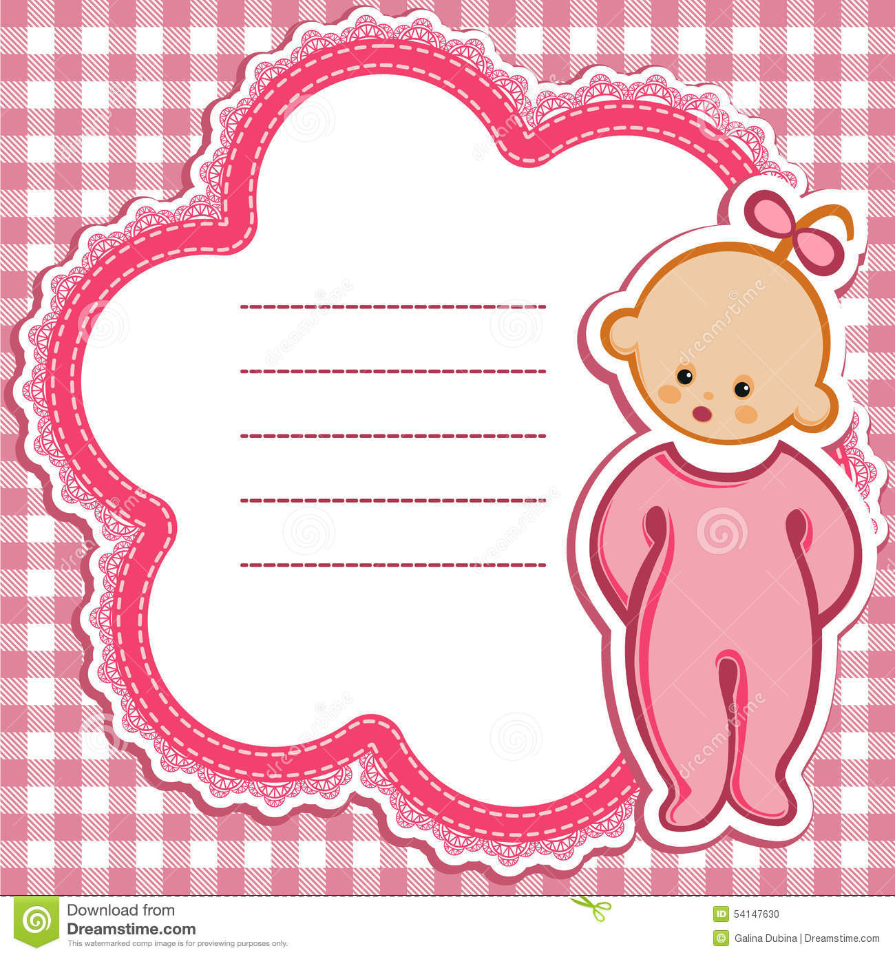 Baby Birthday Card
 Card For Baby girl Stock Vector Image