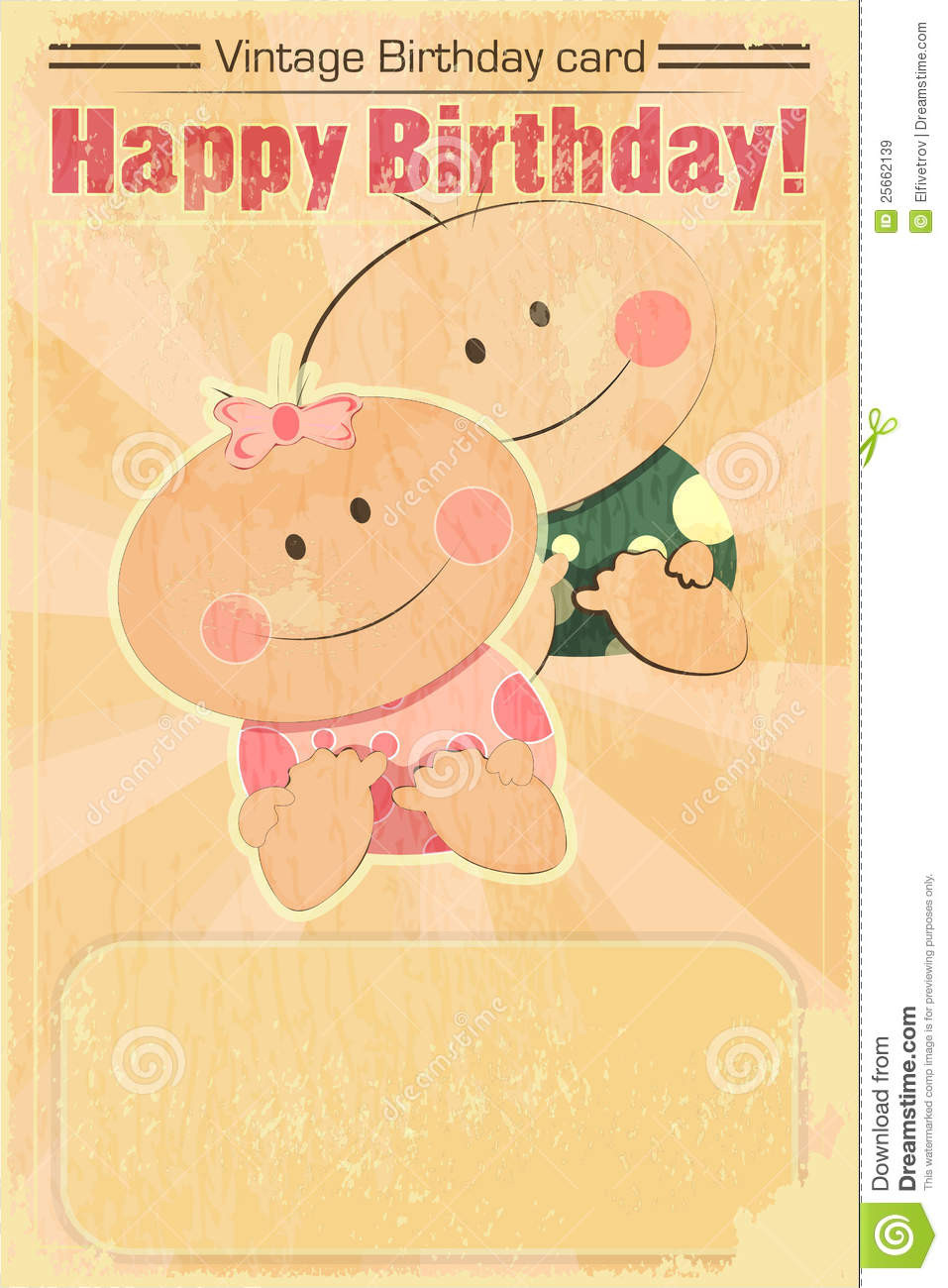 Baby Birthday Card
 Retro Design Baby Birthday Card Royalty Free Stock