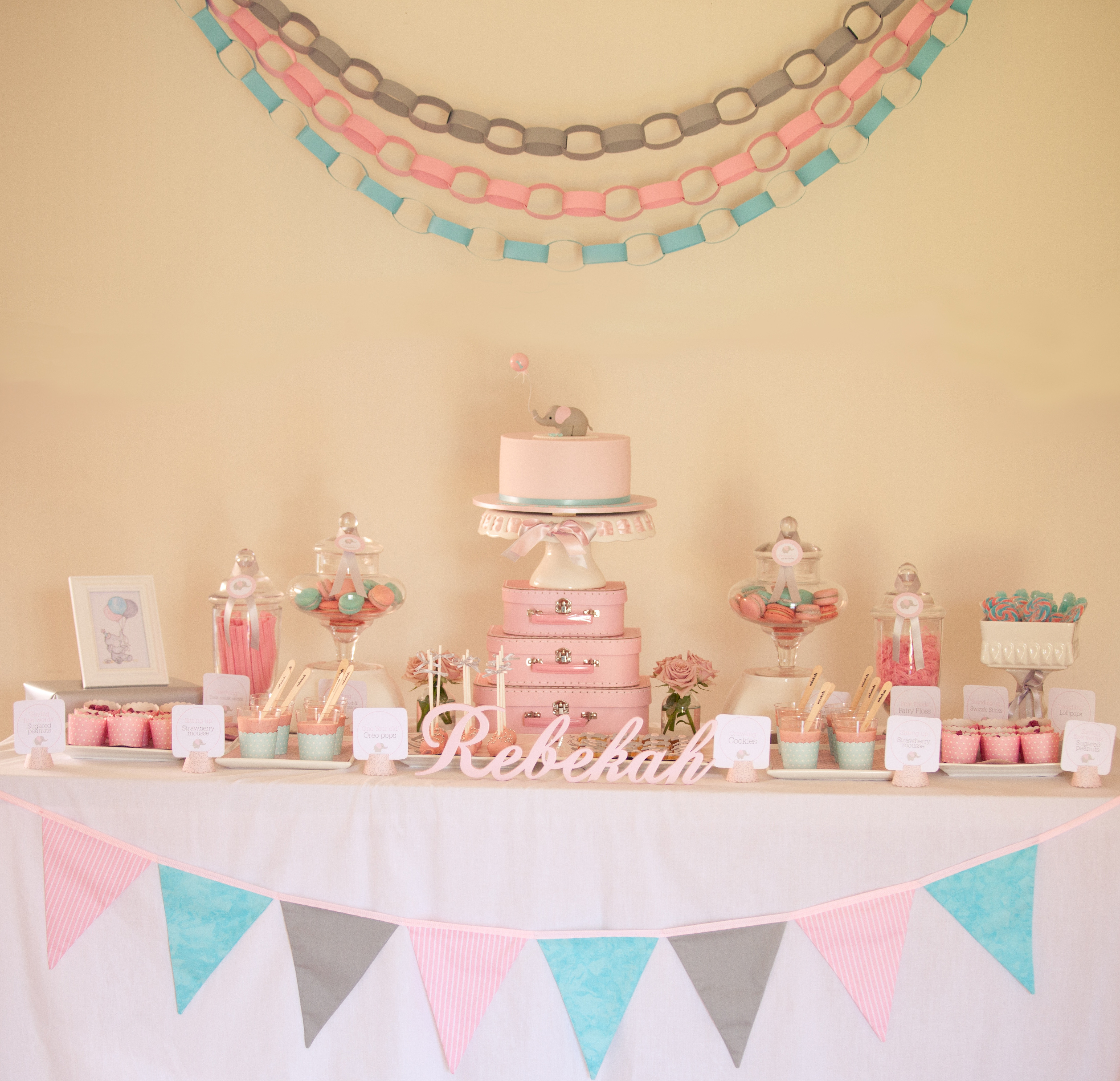 Baby Birthday Party
 Pink Decoration Idea for Christening Baby Girl Party
