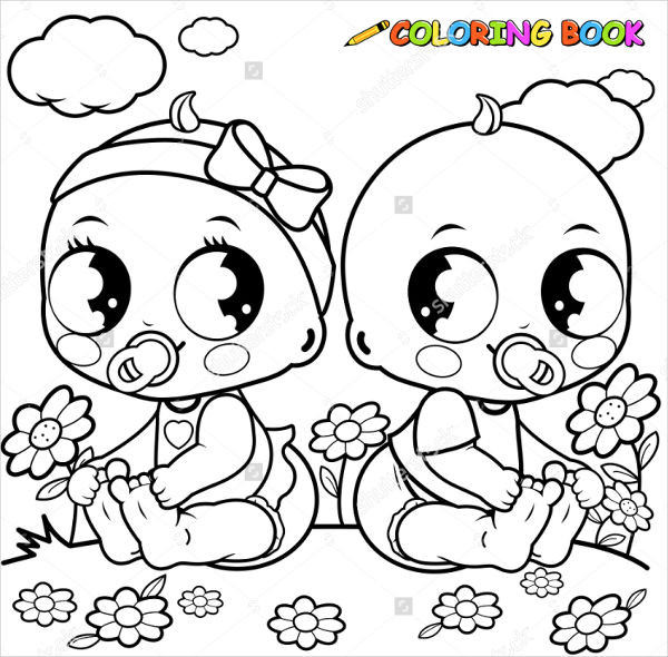 Baby Coloring Pages For Girls
 9 Baby Girl Coloring Pages JPG AI Illustrator Download