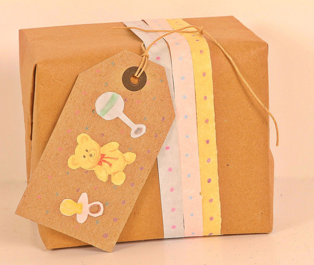 Baby Gift Wrap Ideas
 Baby Shower Gift Wrapping Kraft Paper