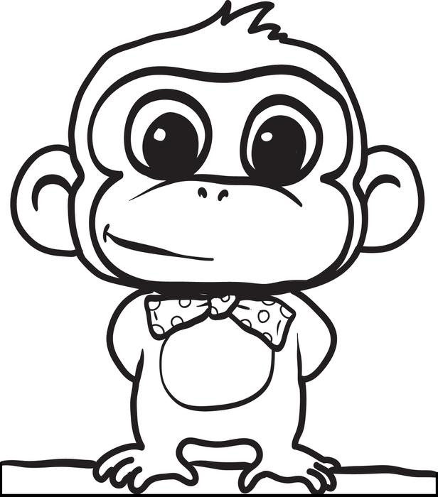 Baby Monkey Coloring Pages
 Free Printable Monkey Coloring Pages Cute and Funny